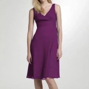 J.‎ CREW 4 Sleeveless Silk Crepe Dress Fit Flare Midi Crossover Bodice Magenta
